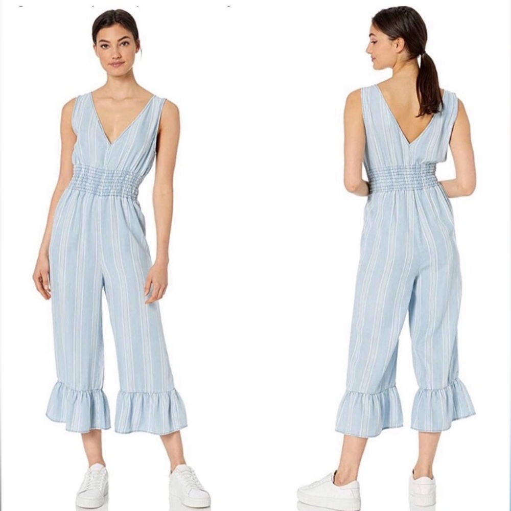 BB Dakota Indigo Flow Stripe Chambray Jumpsuit